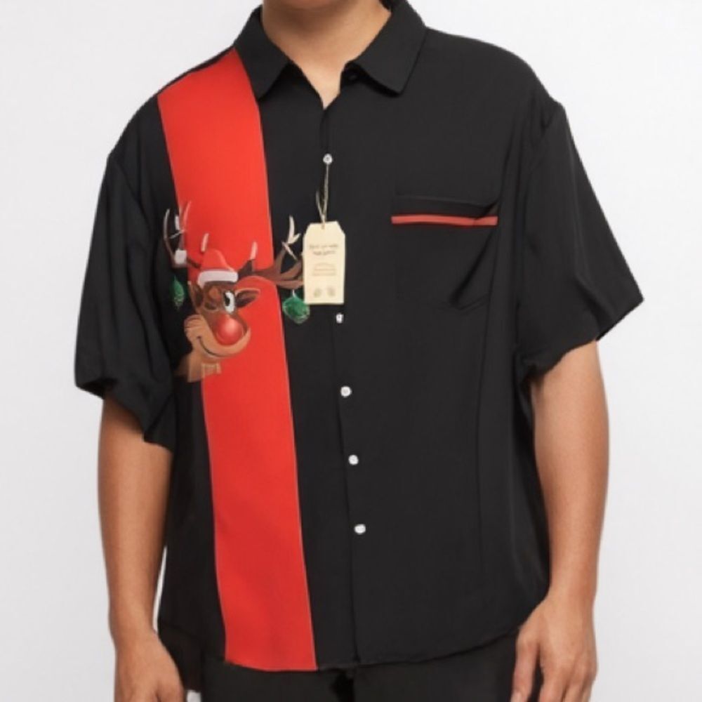 NWT Hardaddy Christmas Rudolph Aloha Shirt --‎ XL